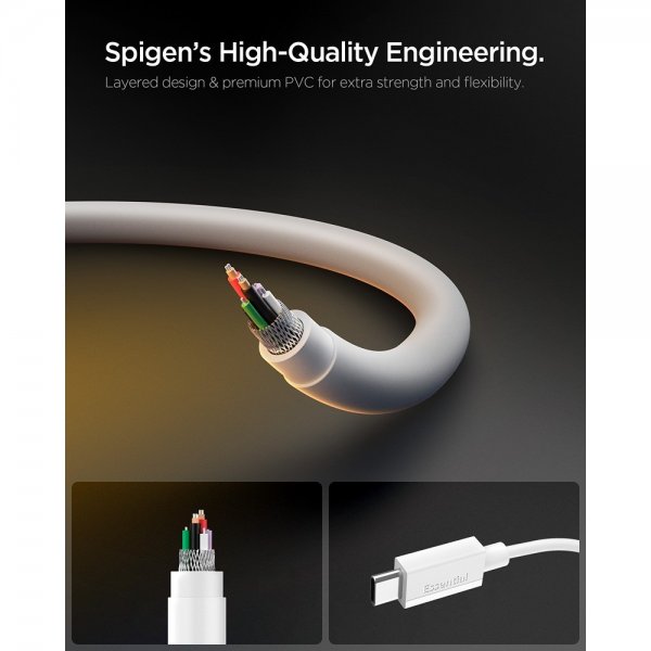 Spigen Essential Kabel USB-C/USB-C 60W 2m Hvit