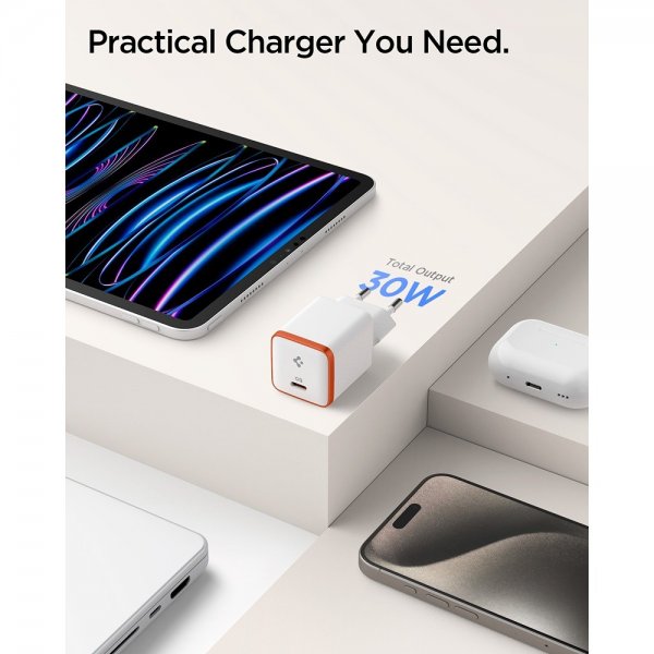Spigen Essential Lader 30W USB-C Hvit