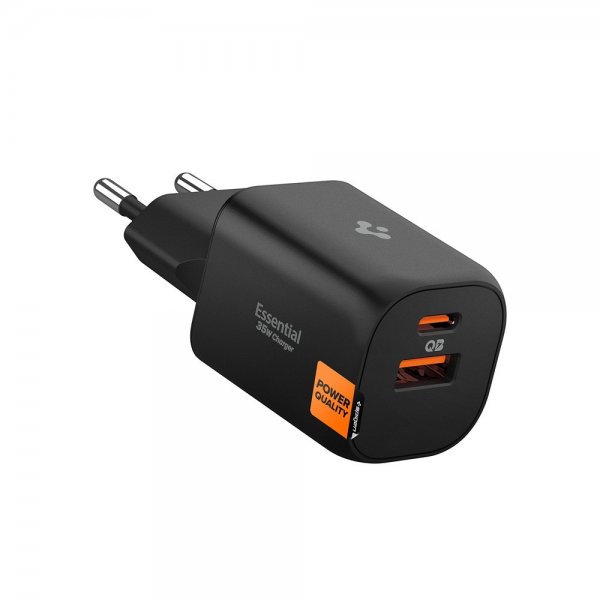 Spigen Essential Lader 35W 1xUSB-C 1xUSB-A Svart