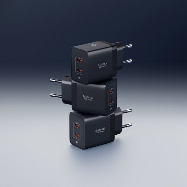 Spigen Essential Lader 47W 2xUSB-C Svart
