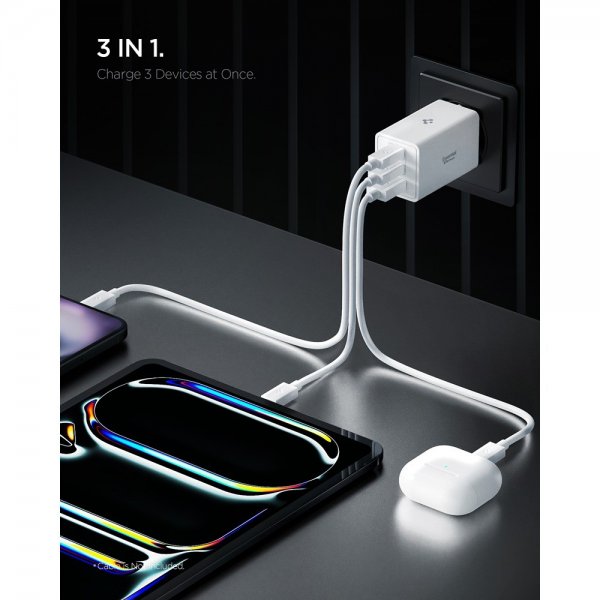 Spigen Essential Lader 67W 2xUSB-C 1xUSB-A Hvit