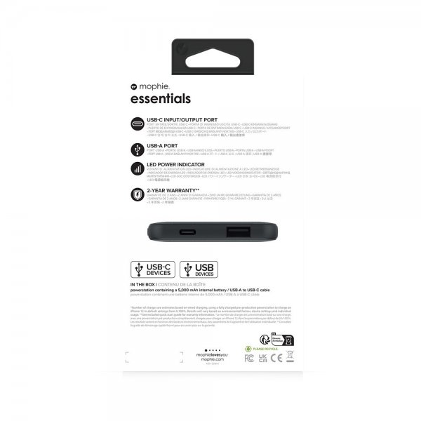 Mophie Essentials Powerbank Powerstation 5000 mAh Svart
