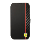 Ferrari iPhone 14 Pro Etui Carbon Effect Metal Logo Svart