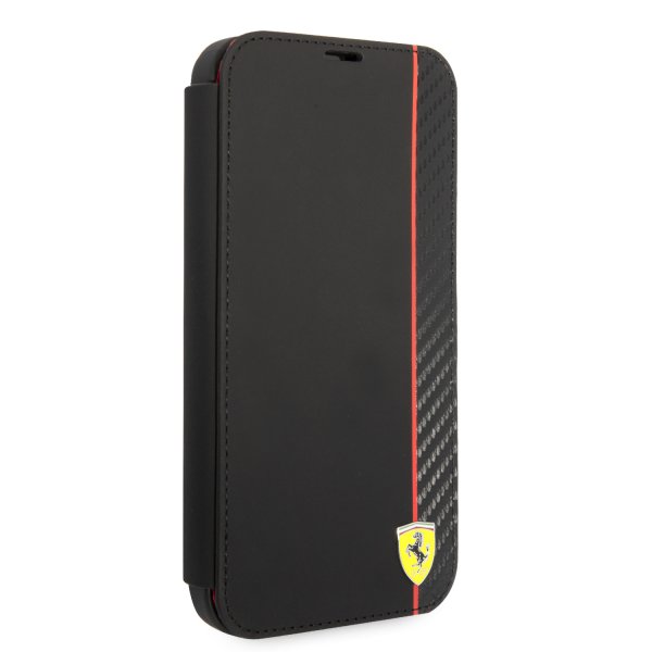 Ferrari iPhone 14 Pro Max Etui Carbon Effect Metal Logo Svart