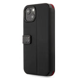 Ferrari iPhone 13 Etui Carbon Effect Metal Logo Vertical Stripe Svart