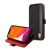 Ferrari iPhone 13 Mini Etui Carbon Effect Metal Logo Vertical Stripe Svart