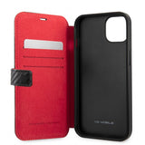Ferrari iPhone 13 Mini Etui Carbon Effect Metal Logo Vertical Stripe Svart