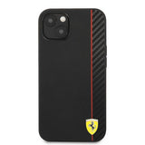 Ferrari iPhone 13 Deksel Carbon Effect Metal Logo Vertical Stripe Svart