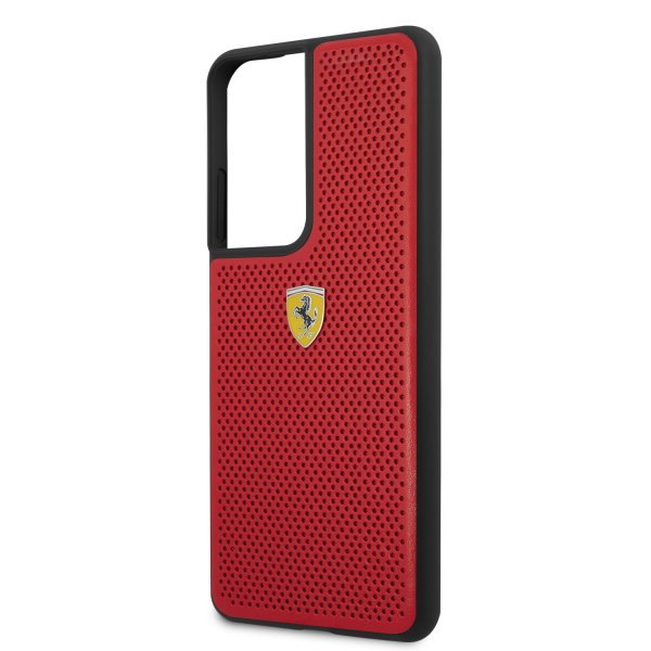 Ferrari Samsung Galaxy S21 Ultra Deksel Logo Perforert Rød