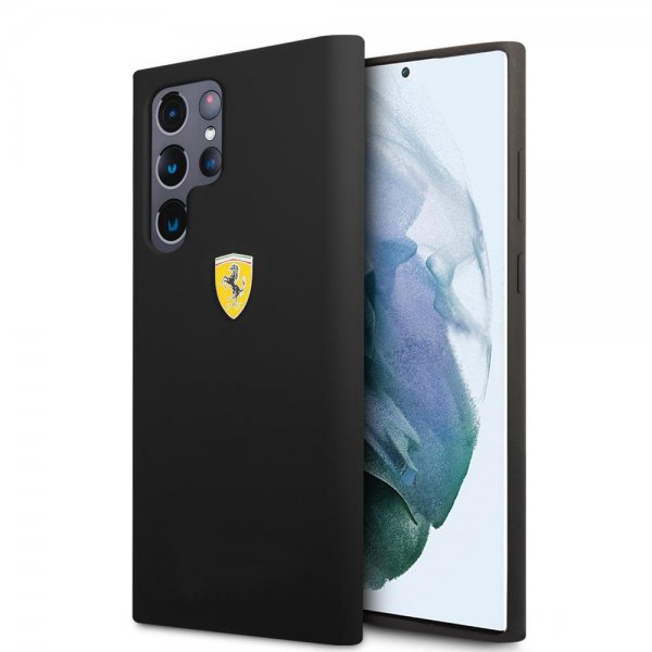 Ferrari Samsung Galaxy S22 Ultra Deksel Metal Logo Svart