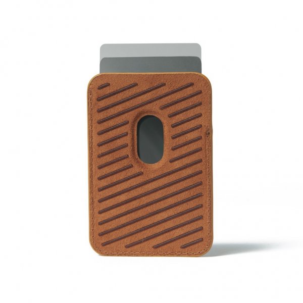 Mujjo MagSafe Kortholder Full Leather Magnetic Wallet Dark Tan