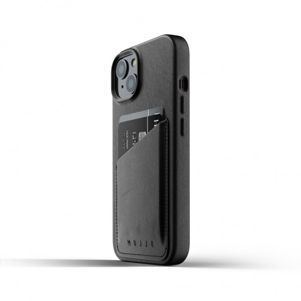 Mujjo iPhone 13 Deksel Full Leather Wallet Case Svart