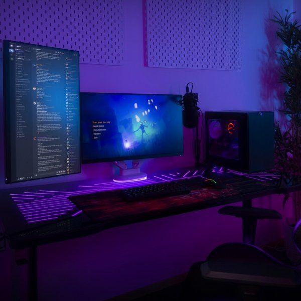 Deltaco Gaming DT420 RGB Gaming Desk Tempered Glass Cable Management