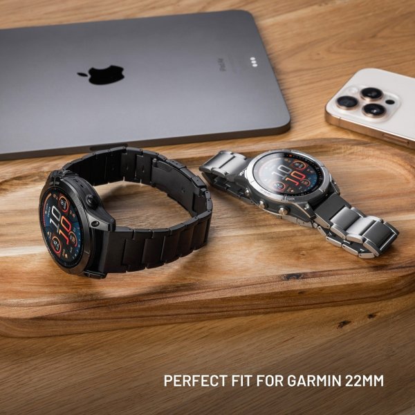 Fixed Garmin QuickFit 22mm Armbånd Titanium Strap Grå