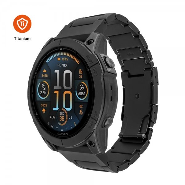 Fixed Garmin QuickFit 22mm Armbånd Titanium Strap Svart