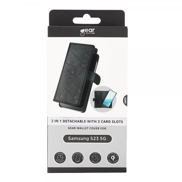 Gear Samsung Galaxy S23 Etui 2-in-1 Detachable with 3 Card Slots Svart
