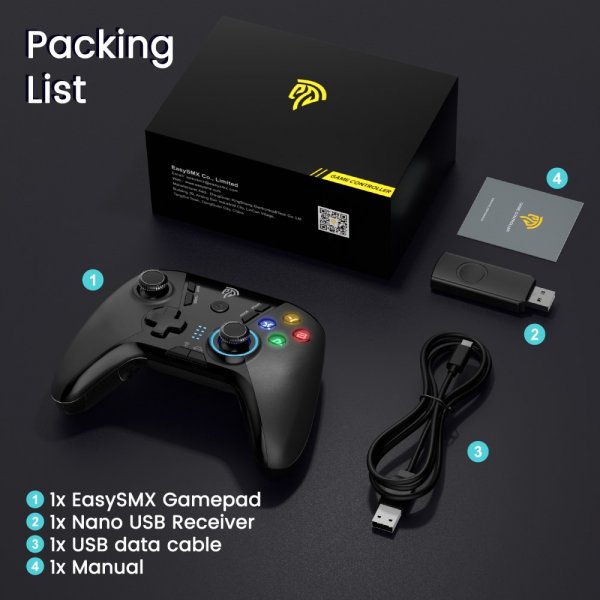 EasySMX Arion 9110 Programmable Keys Wireless Game Controller Svart