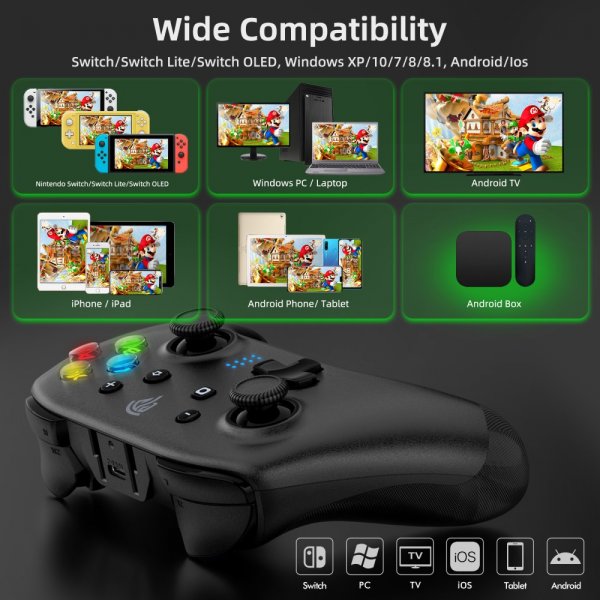 EasySMX Bayard 9124 Switch/Android/PC Programmable Wireless Gamepad Svart