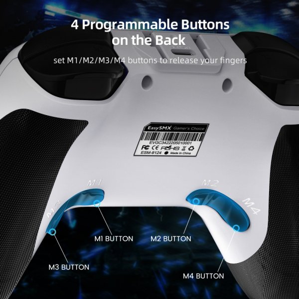 EasySMX Bayard 9124 Switch/Android/PC Programmable Wireless Gamepad Hvit