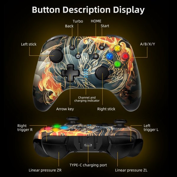 EasySMX Bayard 9124 Switch/Android/PC Programmable Wireless Gamepad Dragon