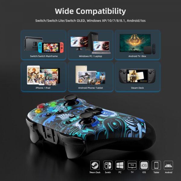EasySMX Bayard 9124 Switch/Android/PC Programmable Wireless Gamepad Graffiti