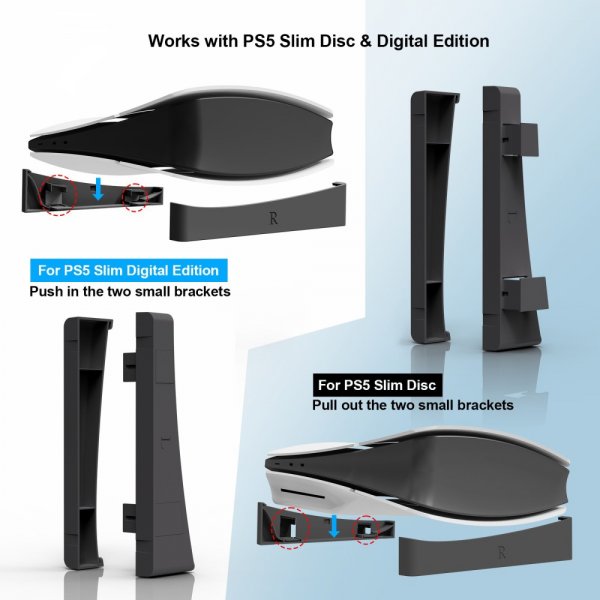 JYS PlayStation 5 Slim (Digital/Disc Edition) Stand Svart