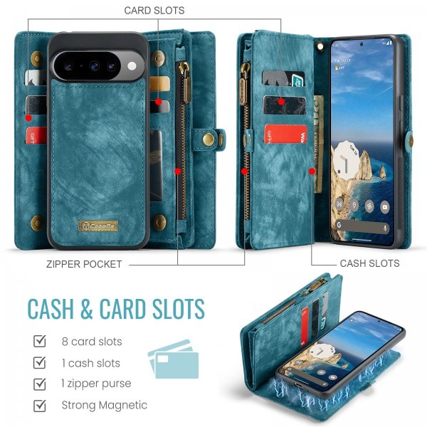 CaseMe Google Pixel 10/Pixel 10 Pro Etui 008 Series Avtakbart Deksel Blå