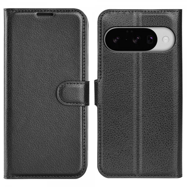 Google Pixel 10/Pixel 10 Pro Etui Litchi Svart