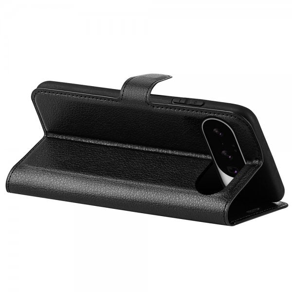 Google Pixel 10/Pixel 10 Pro Etui Litchi Svart