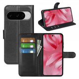 Google Pixel 10/Pixel 10 Pro Etui Litchi Svart