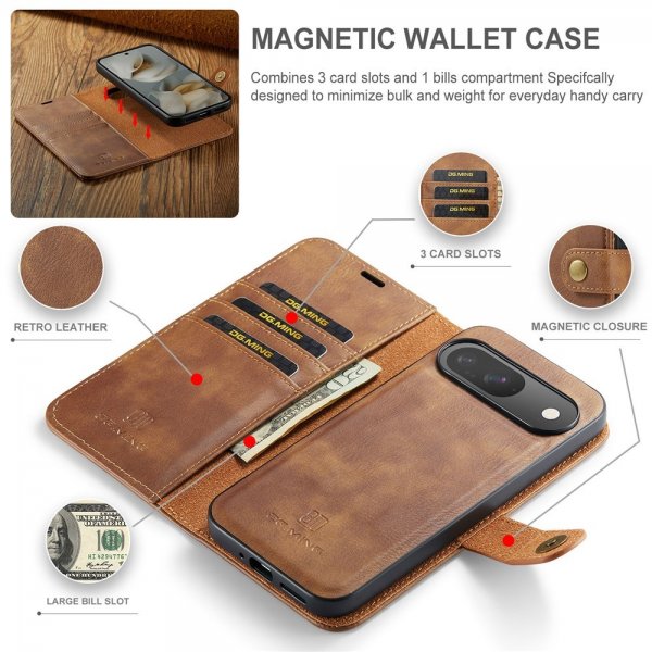 Dg.Ming Google Pixel 10/Pixel 10 Pro Etui Avtagbart Deksel Brun