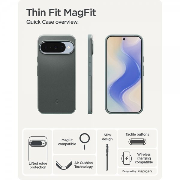 Spigen Google Pixel 10/Pixel 10 Pro Deksel Thin Fit MagFit Sage Green