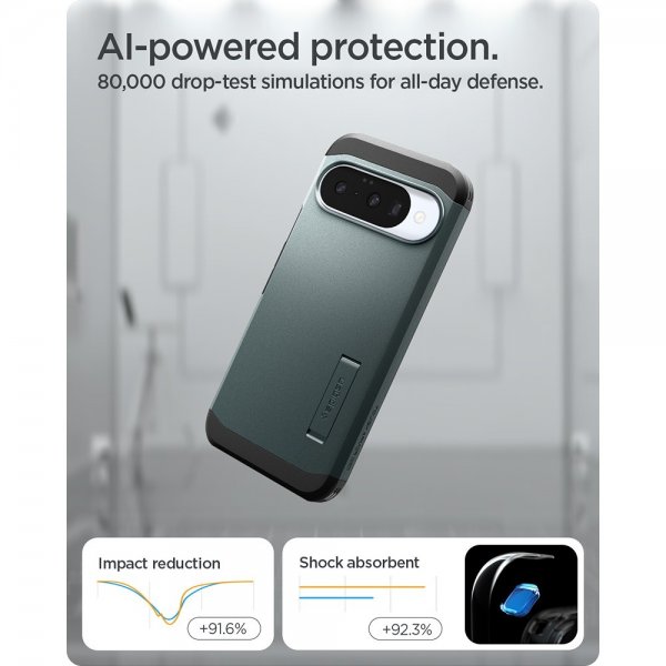 Spigen Google Pixel 10/Pixel 10 Pro Deksel Tough Armor MagFit Abyss Green