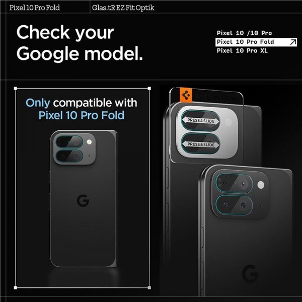 Spigen Google Pixel 10 Pro Fold Kamerabeskytter Glas.tR EZ Fit Optik 2-pakning