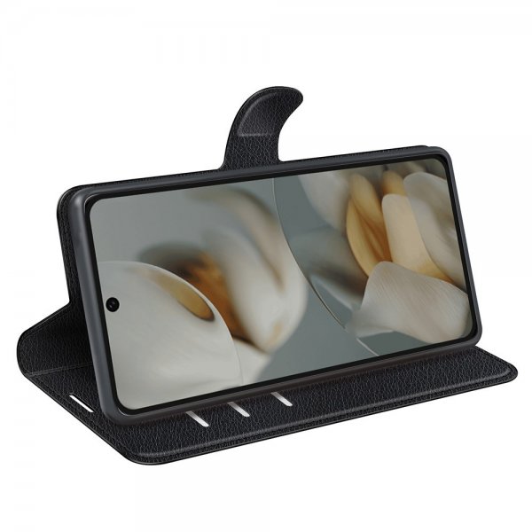 Google Pixel 10 Pro XL Etui Litchi Svart