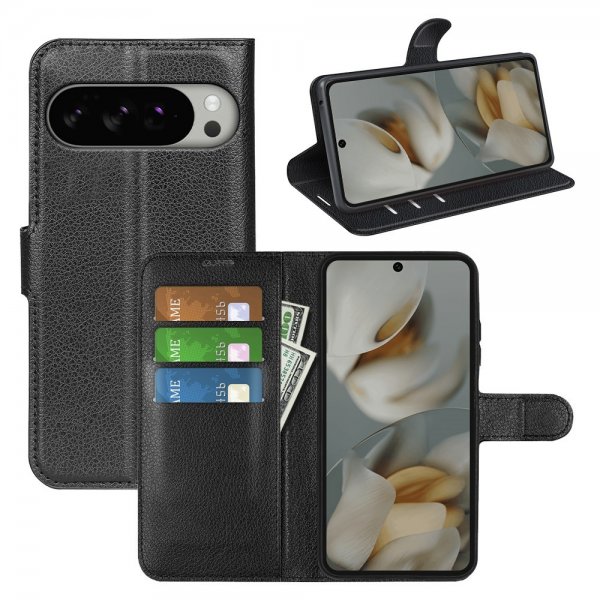 Google Pixel 10 Pro XL Etui Litchi Svart