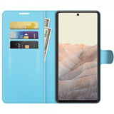 Google Pixel 6 Etui Litchi Blå
