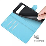 Google Pixel 6 Etui Litchi Blå