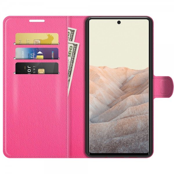Google Pixel 6 Etui Litchi Magenta