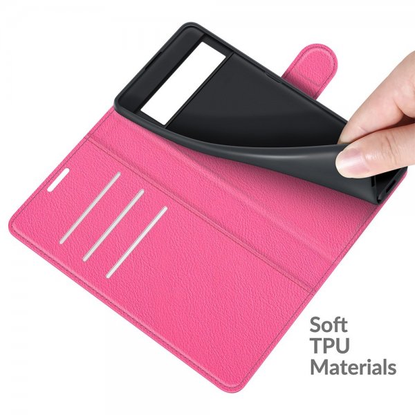 Google Pixel 6 Etui Litchi Magenta