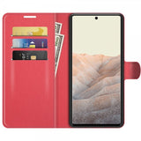 Google Pixel 6 Etui Litchi Rød