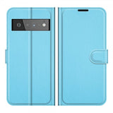 Google Pixel 6 Pro Etui Litchi Blå