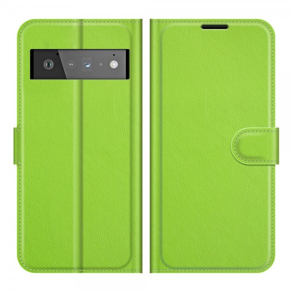 Google Pixel 6 Pro Etui Litchi Grønn
