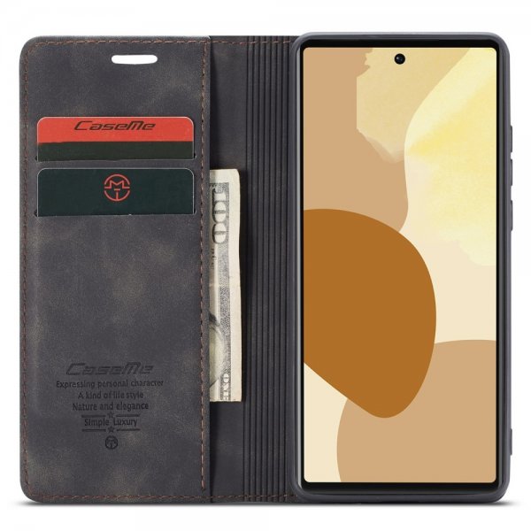 CaseMe Google Pixel 6 Pro Etui Retro Flip Svart