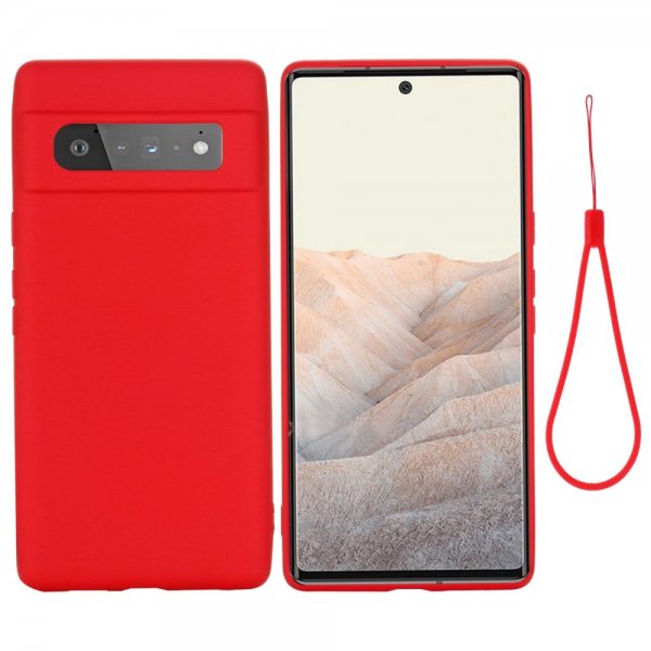 Google Pixel 6 Pro Deksel med Stropp Silikon Rød