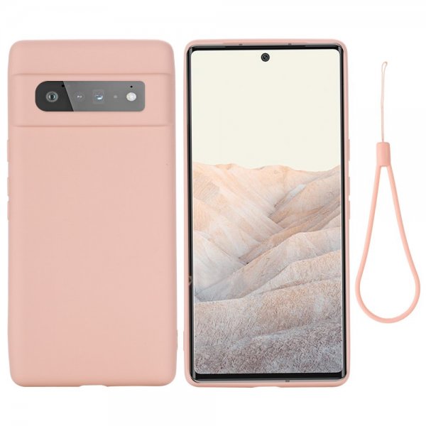 Google Pixel 6 Pro Deksel med Stropp Silikon Rosa