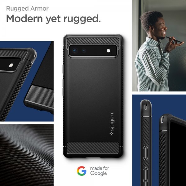 Spigen Google Pixel 6a Deksel Rugged Armor Matte Black