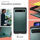 Spigen Google Pixel 6a Deksel Tough Armor Midnight Green