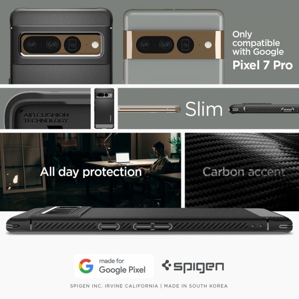 Spigen Google Pixel 7 Pro Deksel Rugged Armor Matte Black
