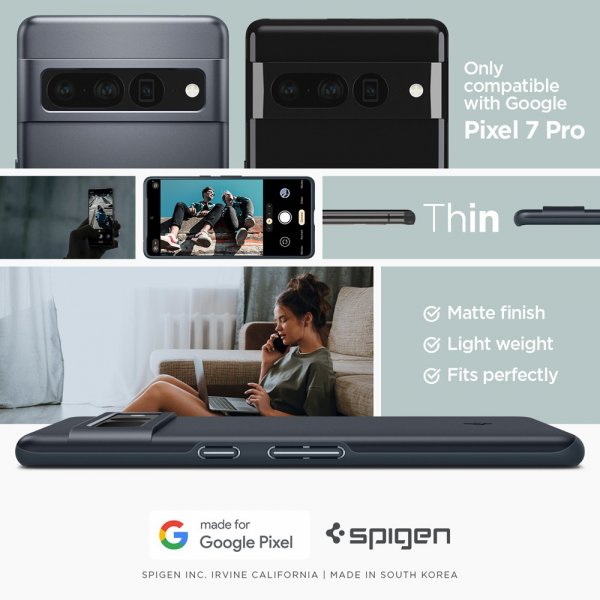 Spigen Google Pixel 7 Pro Deksel Thin Fit Metal Slate